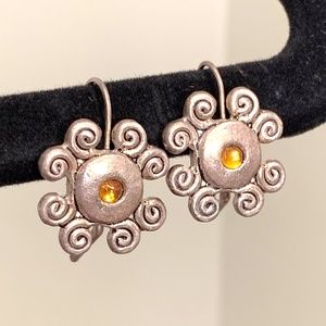 Vintage Dangling Silver Sun Earrings